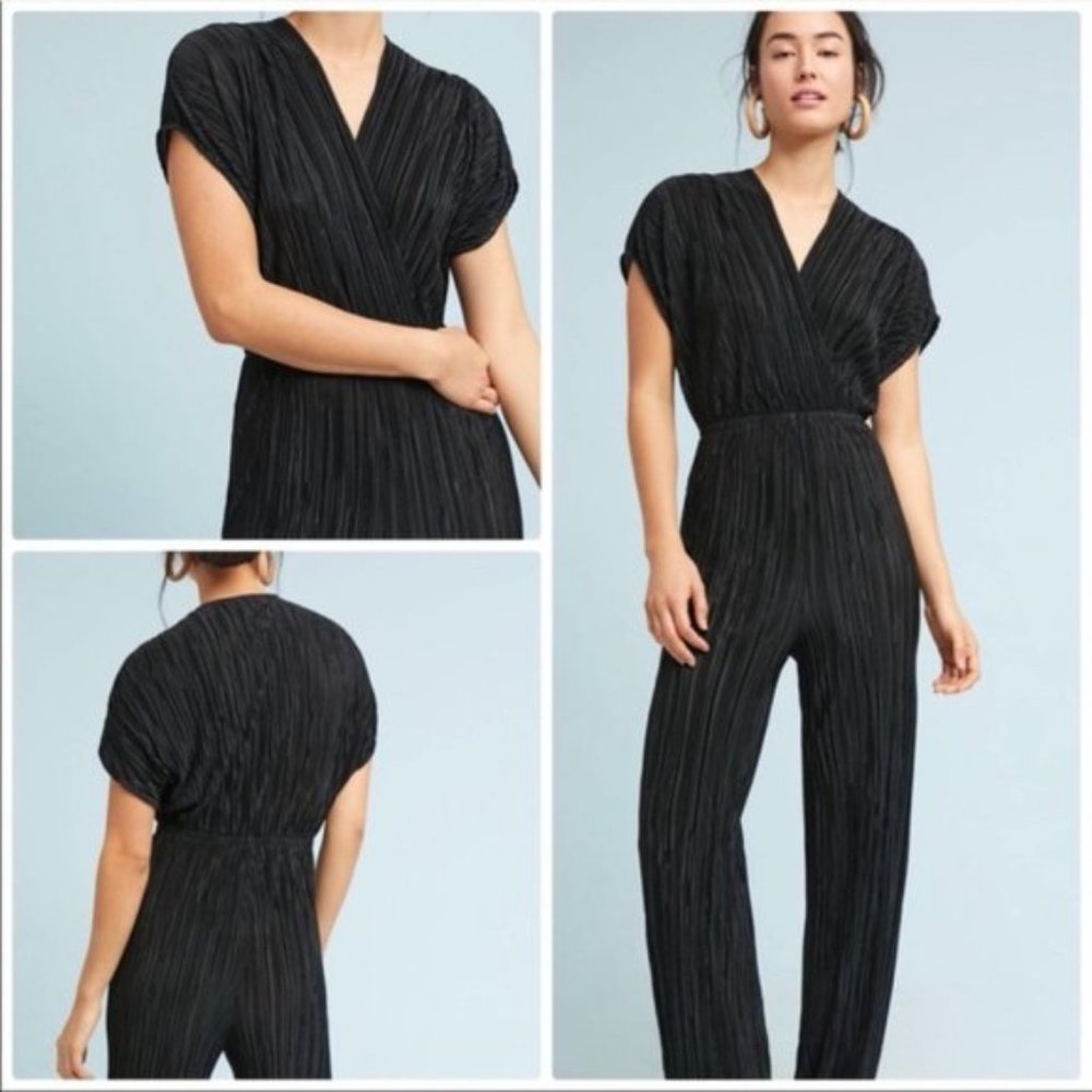 Anthropologie Black Pleated Jumpsuit